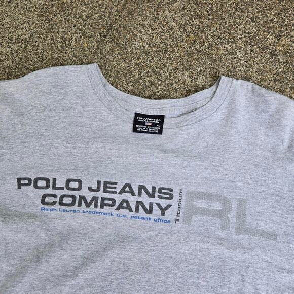 Vtg 90s POLO JEANS COMPANY Titanium Patent Office Graphic Longsleeve T Shirt XL - Picture 3 of 6